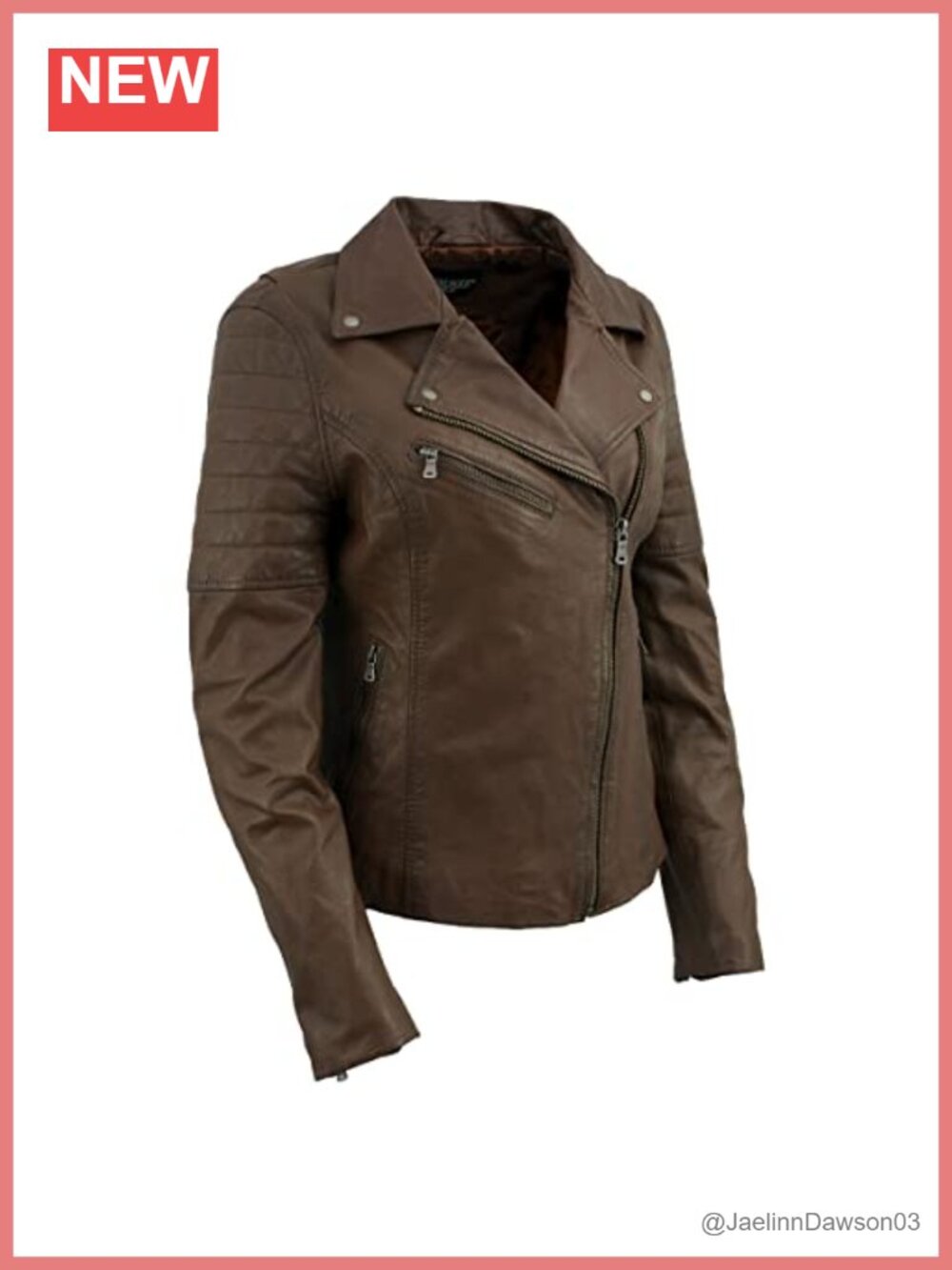 Veg-Tan Leather Moto Jacket Asymmetrical Zip Side-Laced Biker Style Women